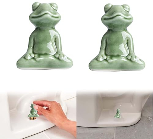 2Pcs Frog Toilet Bolt Covers, Toilet Bolt Caps, Frog Toilet Screw Cover Caps, Frog Ceramic Toilet Bolt Covers Bathroom Decor Easy Installation (C)