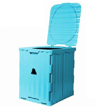Toilette Portable Pot De Chambre Adulte avec Couvercle Pot De Chambre Toilette Camping WC Seche Seau Hygiénique Pliable Camion Tabouret D'extérieur Voiture Pliable (Blue,29x34.5x37cm)