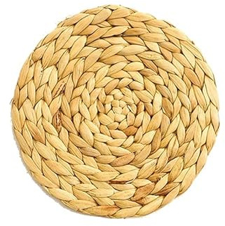 CEMELI 10-50cm Natural Raffia Grass/Water Hyacinth Weave Placemats, Round/Elliptic Woven Placemats for Dining Table, Large Handmade Placemats Heat Resistant Non-Slip