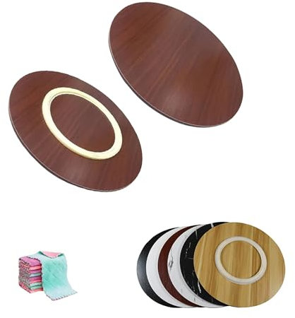 Große Lazy Susan Drehplatte Servierplatte Holz Drehteller für Küche, Ø60 70 80 90cm Tischplatte Drehtablett mit Silent Base, Drehbares Tischtablett(Teak,50cm(20 in))