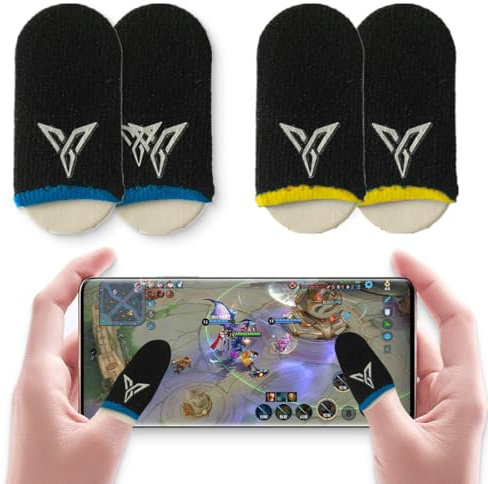 AFCJLTO 4 pcs Fundas Transpirables para Dedos de Juegos Móviles - Protección Ajustable de Dedales, Fibra de Plata, Alta Sensibilidad, Compatible con Dispositivos Táctiles
