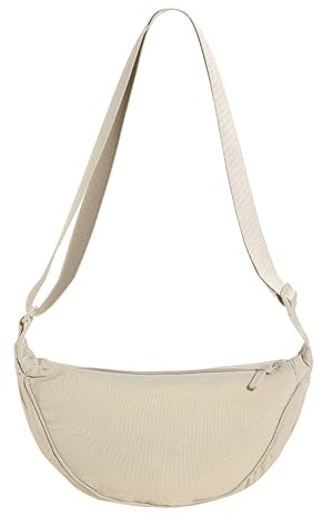 Halbmond Tasche, Damen Halbmond Crossbody Schultertasche, Moon Bag mit Verstellbarer Schultergurt, Hobo Casual Crossbody Bagfür Damen Reisen(Beige)