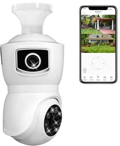 Zorpupoa Light Bulb Security Cameras Wireless, 2.4GHz WiFi Light Socket Cam, E27 360° Light Socket Camera for Home Security, Night Vision, 2-Way Talk, Siren Alarm, Motion Detection