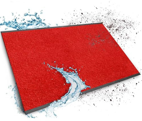 Floordirekt Schmutzfangmatte auf Maß, 90 x 150 cm, Rot, Fußmatte, Türmatte Eingangsbereich, Fußabtreter, Türvorleger, Sauberlaufmatte, Meterware, Mono