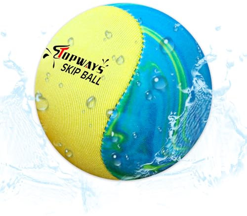 TOPWAYS Beach Pool Bouncying Ball, Water Skip Ball, Swimming Water-Proof Beach Toys, Pool Games for Kids & Adults (Yellow Fluid)