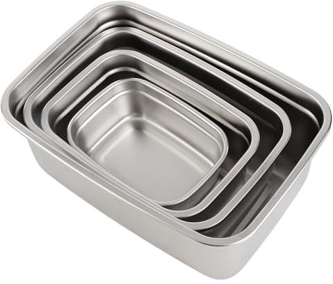 Contenitori per Alimenti in Acciaio Inossidabile a Tenuta Stagna, Contenitori per Alimenti Rettangolari con Coperchi Ermetici per Casa, Mensa, ristorante. Confezione di Snack
