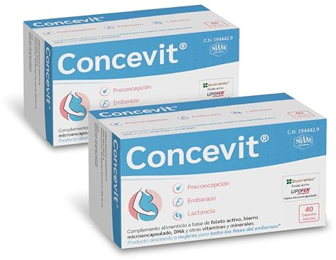 Pack 2 cajas | Vitaminas Embarazo con Ácido Fólico | Folato activo, Hierro, Omega-3 y nutrientes | Fertilidad Mujer | Pastillas Concepción, Gestación y Lactancia | Concevit