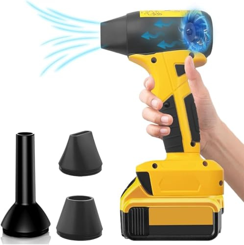 Trådlös lövblåsare, 130 000 varv/min bärbar handhållen lövblås för Dewalt 18 V-60 V batteri, 4-växlad komprimerad luftfläkt för bil, trädgård, blad, BBQ, (naket verktyg)