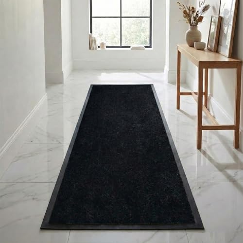 Fit Even Washable Rubber Doormat – Outdoor & Indoor Heavy Duty Non-Slip Doormat for Kitchen Garden, Inside & Outside Floor Mats, Waterproof and Dirt Trapper Entrance Doormats (Black, 60x90 cm)