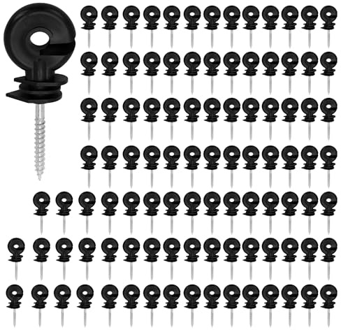 ohbien 100Pcs Electric Fence Insulators,Screw In Ring Insulators Anti-Aging | Wood Post Wire Mesh Ring Insulator, Fence Post Insulators Electric Fence Wire Insulator for Agricultural Garden Farm Fence