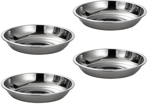 4 platos llanos de acero inoxidable, platos pequeños para salsas, bandeja para servir condimentos, platos planos fáciles de usar