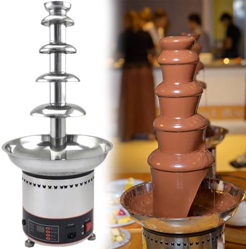 GESAIDES Fontaine à Chocolat électrique, Fontaine à Chocolat en Acier Inoxydable, Machine à Fondue au Chocolat, Chocolat Chaud, Beurre, idéale pour Les Fêtes,5tiers