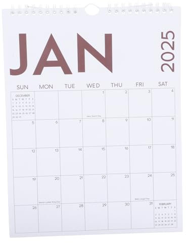 DIYEAH Wandkalender 2025 Vertikal Papier Monatsplaner Stabil Spiralbindung Minimalistisch Für Büro Zuhause Und Schule