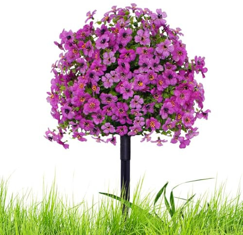 Generico Artificiale Viola,Topiaria Fiorita Colorata Decorativa - Piante Colorate per Portico Esterno, Arbusti Finti per Giardinaggio e Siepe Privacy