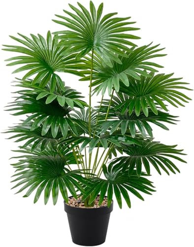 YJWZ Plantas Artificiales Decorativas,82cm Planta Artificial Palma con Maceta, Arbol Artificial Grande Plastico Hojas Realistas Decorativa para Interior y Exterior Hogar Salón Oficina Dormitorio