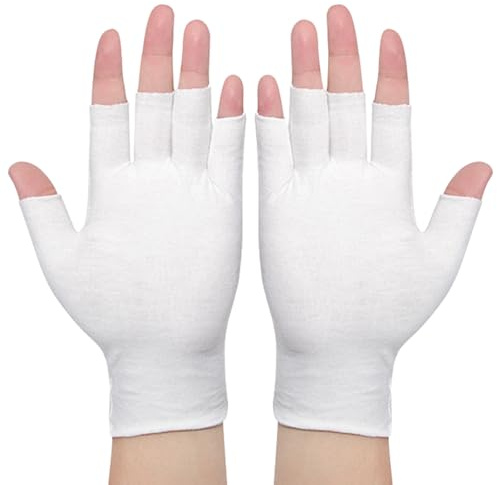 Benaewa 15 Pairs Arthritis Gloves, Fingerless Cotton Eczema Gloves for Moisturising Skin Treatment, Sleeping