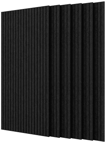 PAG-Mass 6 Stück Akustikpaneele selbstklebend, 120x60x0.9 cm Schallschutz Wandpaneele Selbstklebend, Acoustic Sound Proof Wand Panel für Studio Büro,Tonstudio, Gaming Deko etc,Schwarz