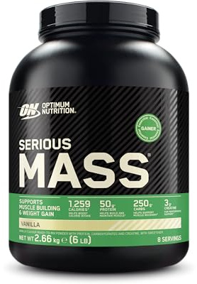 Optimum Nutrition Serious Mass 2025 Poudre de gain de poids saveur vanille 2,66 kg 8 portions