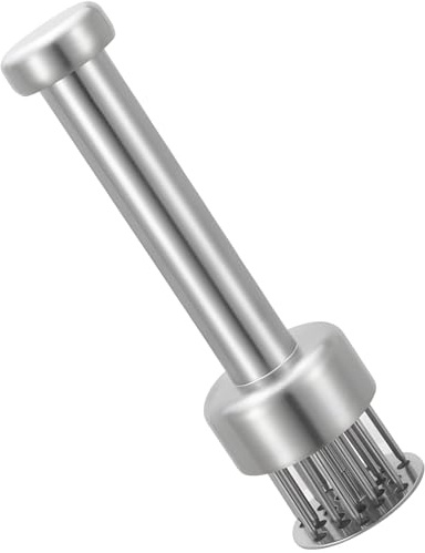 Aplanador de carne de acero inoxidable de 19,5 cm, ablandador automático de agujas, para pollo, carne de res y cerdo, con cepillo para limpiar