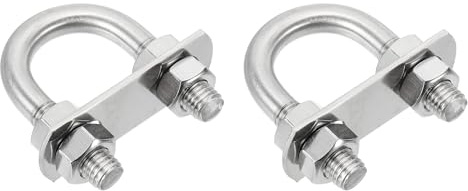 sourcing map M10 U-Bolts, 2 Sets 33mm(1.3) Inner Width 64mm Length 304 Stainless Steel Round Bend U Clamp with Nuts and Plates for Ski Boat, Fishing Boat