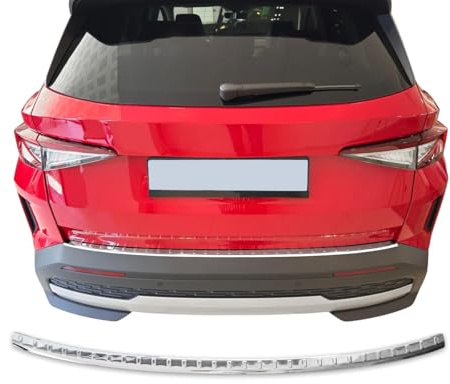 Protecteur de pare-chocs arrière compatible avec Skoda Elroq | à partir de 2025 + acier inoxydable chromé Protection pour bord de coffre de chargement