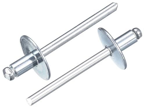 QUARKZMAN 50Pcs 3/16x5/16 Remaches Ciegos De Cabeza Grande Con Brida, De Acero Al Carbón Zincado Y Tapon De Mandril, Color Plata