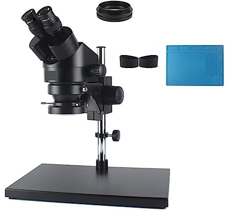 Soldering Repair 3.5x-90x Industrial Binocular Stereo Microscope Magnification +56 Adjustable LED Lights Kits(7X-45X Black)