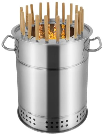 Barbecue portatile a carbonella senza fumo, design compatto in acciaio inox, per interni ed esterni, ideale per barbecue in campeggio e in giardino