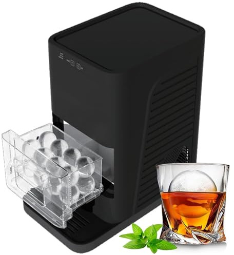 Macchina del ghiaccio per bar domestico, sfere di whisky grandi da 5 cm, capacità di 52 sfere al giorno, funzione autopulente automatica