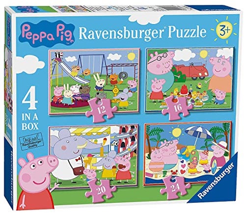 Ravensburger Peppa Pig 4 in Box Jigsaw Puzzles for Kids Age 3 Years Up - 12, 16, 20 & 24 Pieces - Gifts for Kids