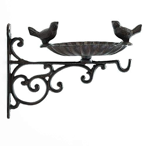 Sungmor Robuste Vogelfutterstation aus Gusseisen mit Aufhängevorrichtung – an der Wand montierte Vogeltränke – Vintage & Lovely Birds Hanger Wandhaken