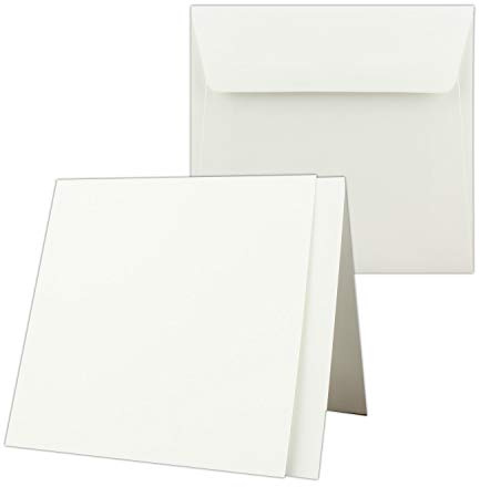 25x creme-weißes Quadratisches Falt-Karten-Set mit Brief-Umschlägen & Einlege-Blätter - 15,0 x 15,0cm - Papier-Bastel-Set - GUSTAV NEUSER®