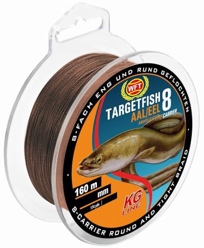 WFT TF8 Aal Brown 0,18mm 160m 14Kg - Angelschnur zum Aalangeln, geflochtene Schnur zum Angeln auf Aale, Geflechtschnur, Aalschnur