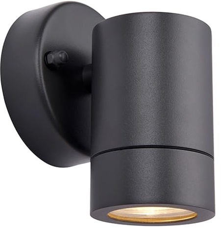 National Lighting Palin Matt Black Steel External Outdoor Security GU10 Wall Spot Down Light IP44 Rated