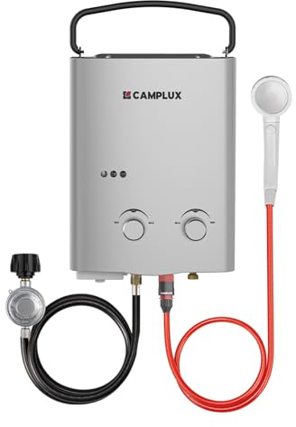 CAMPLUX 1.32 GPM Tankless Water Heater Portable, 5L Outdoor Propane Water Heater for Camping Trip with Overheating Protection, AY132G, Gray