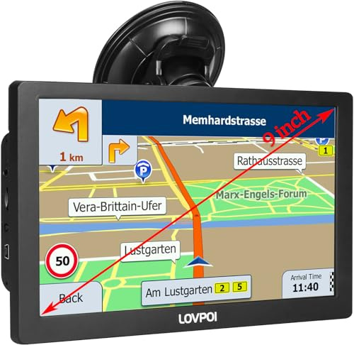 LOVPOI Truck GPS Commercial Drivers 2026, Trucker Car GPS Navigator, 9 inch Navigation System with Lifetime Map Updates, Voice Assistant, Speed Limit Warnings