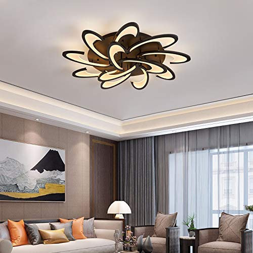 LED Deckenleuchte 2127Black-12 mit Fernbedienung Lichtfarbe/Helligkeit einstellbar dimmbar schwarz lackierte MetallrahmenA+LED Wohnzimmerleuchte Deckenlampe (2127Black-12)