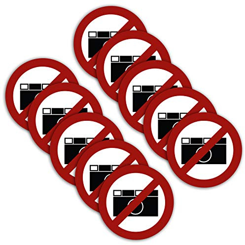 10 Stück XXL Fotografieren verboten Aufkleber Ø 21cm Sticker Gebotszeichen mit UV Schutz für Außen-und Innenbereich von STROBO