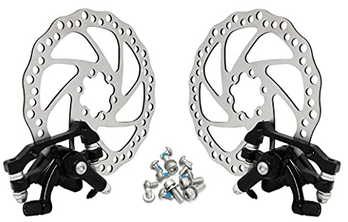 Kit freni a disco meccanici per bicicletta anteriori e posteriori 160mm set completo 2 pinze e rotori a 6 fori, coppia dischi freno per bici