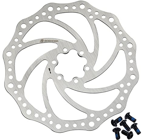 Boenoea Disco Freno a Disco per Bicicletta, Rotore del disco del freno 140mm 160mm 180mm 203mm rotore in acciaio inossidabile con 6 bulloni Dischi Freno