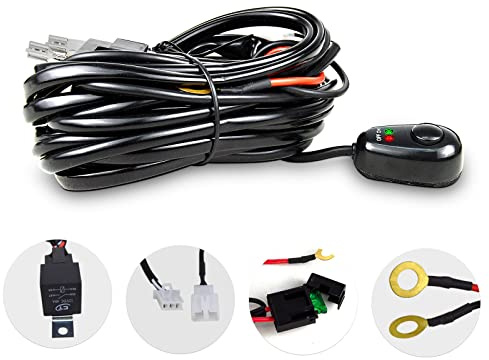 SKYWORLD LED Arbeitsscheinwerfer Kabelbaum Wasserdichter Kabelsatz Relais Adapter,Nebelscheinwerfer Kabelsatz/Zusatzlicht für KFZ Scheinwerfer Arbeitsscheinwerfer Tagfahrleuchten Lichtleisten 12V/40A