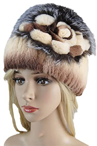 keusyoi Winter Fellmütze Damen Warm Gestrickt Stilvolle Damen Flauschige Fellmütze Fellmützen