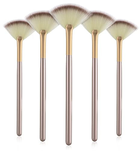 WLLHYF 5 PCS Facial Fan Brushes, Makeup Brush Mask Slim Soft Applicator Brushes Chemical Peel Brush Cosmetic Multi-Use Tools for Women Girl Makeup Artist Stylist