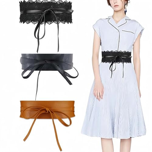 Bztzhm Set aus 3 Damen-Gürteln: Breit, mittelalterlich und für die Taille. Perfekt für Kleider, Pullover, Hemden und Jacken. Hüftgürtel inbegriffen.