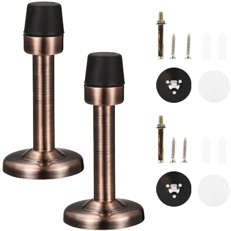 Confezione da 2 Blocca Porta Fermaporta in Acciaio Inox Bronzo Rosso Protezione da Parete con Paraurti in Gomma per Smorzamento del Suono