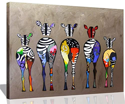 ZEMRARE Animal Canvas Wall Art Frosch Löwe Zebra Canvas gedruckt Wandkunst Tier Bilder Home Decor (Zebra Wandkunst, 16x24inch (40x60cm))