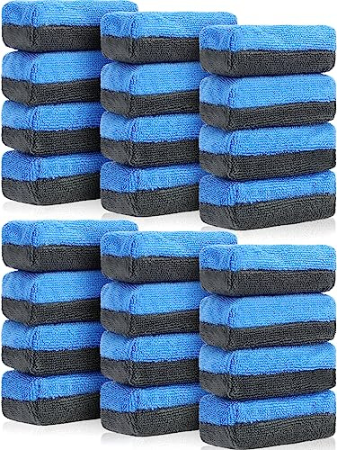 Mudder 24 Pcs 3.5 x 1.5 x 1.5 Inch Car Wax Applicator Pad Rectangular Microfiber Applicator Pads Sponge Ceramic Coating Applicator Car Foam Cleaning for Wax Applying Sealants Detailing Polishing