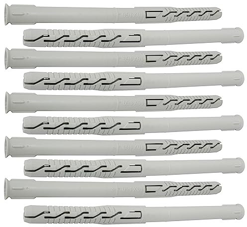 AERZETIX - C67086-10 Stück Universaldübeln Ø10x160 mm mit abgeschrägtem/gefrästem kragen - aus polyamid - mauerwerk befestigung beton ziegelstein parpaing gebäude schrauben construction