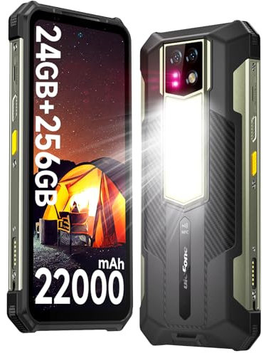 Ulefone Armor 24 Rugged Smartphone 22000mAh 24GB + 256GB/2TB SD 1000LM Flashlight, Android 14(Upgradeable to Android 15 in August) 64MP+Night Vision 120Hz 6.78 FHD+ IP68 Dual SIM/NFC/Fingerprint ID