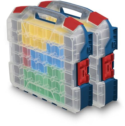 W-BOXX 102 Professional Blau inkl. Insetboxes 2er Set | Sortimentskasten L-Case | Schraubenbox Aufbewahrung mit transparentem Deckel | von L-BOXX